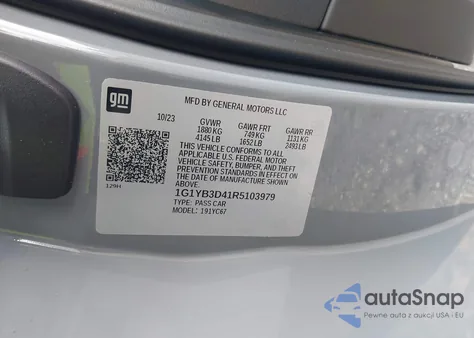 2024 Chevrolet Corvette Stingray z USA, uszkodzony, nr VIN 1G1YB3D41R5103979